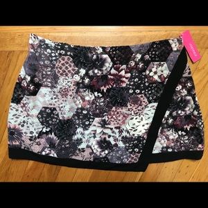 Funky Floral Print Faux Wrap Mini Skirt